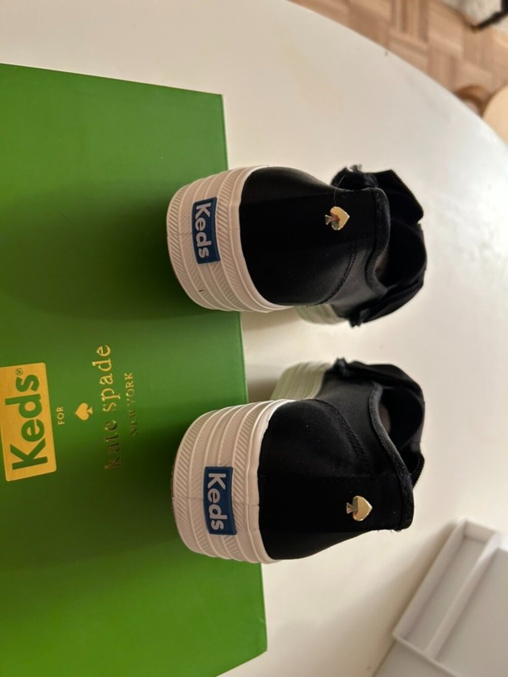 Kate Spade Keds: Black Slip on Deck Shoes - Picture 2 of 5